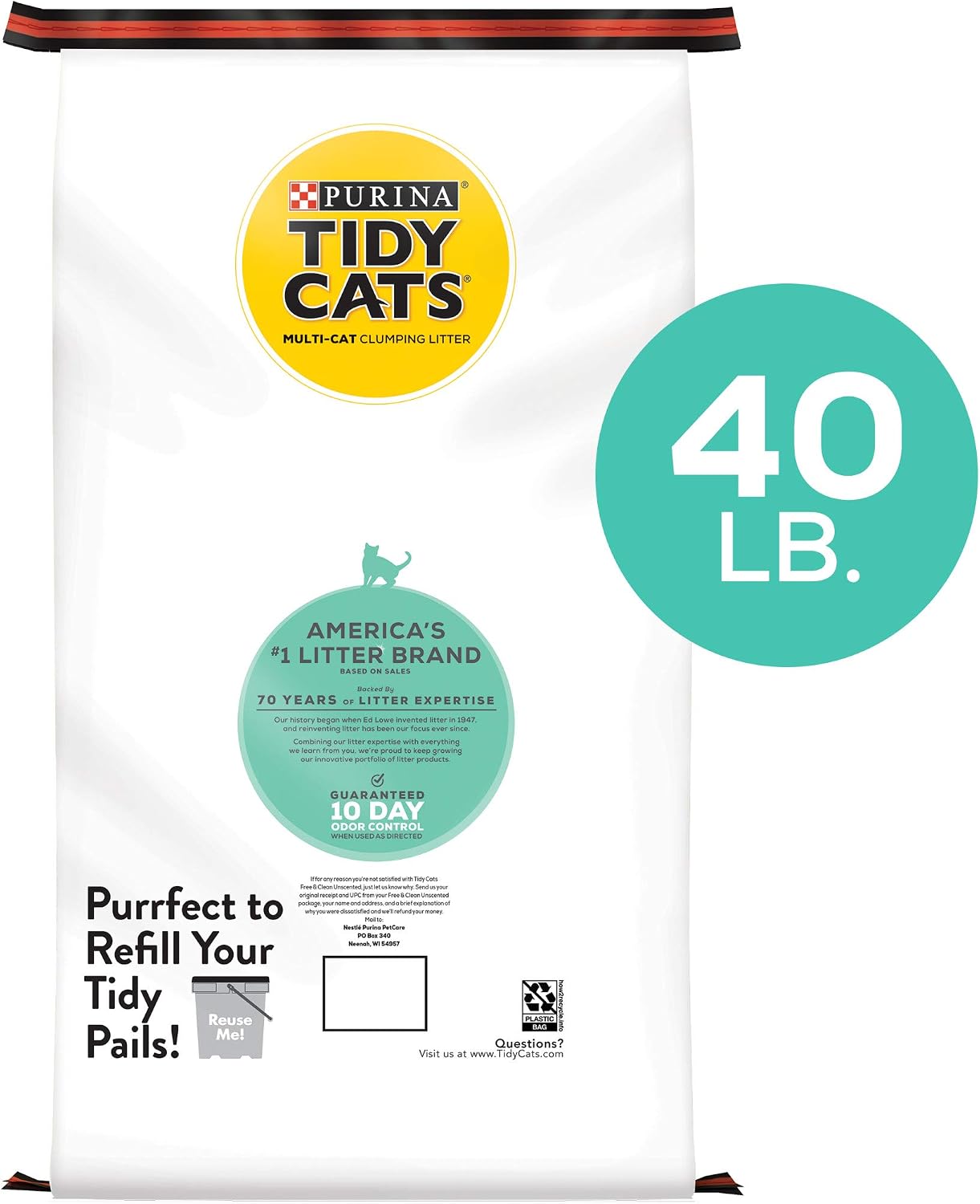 Purina Tidy Cats Free and Clean Unscented Clumping Cat Litter, 38 lb Box