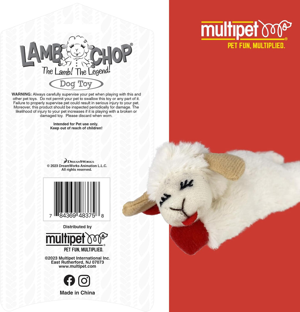 Multipet Lamb Chop Dog Plush Toy - Squeaky Toy for All Dogs - Extra Soft Plush - Stuffed Animal Dog Toy for Cuddling & Playing - Cute Pet Toy (6", Cream)