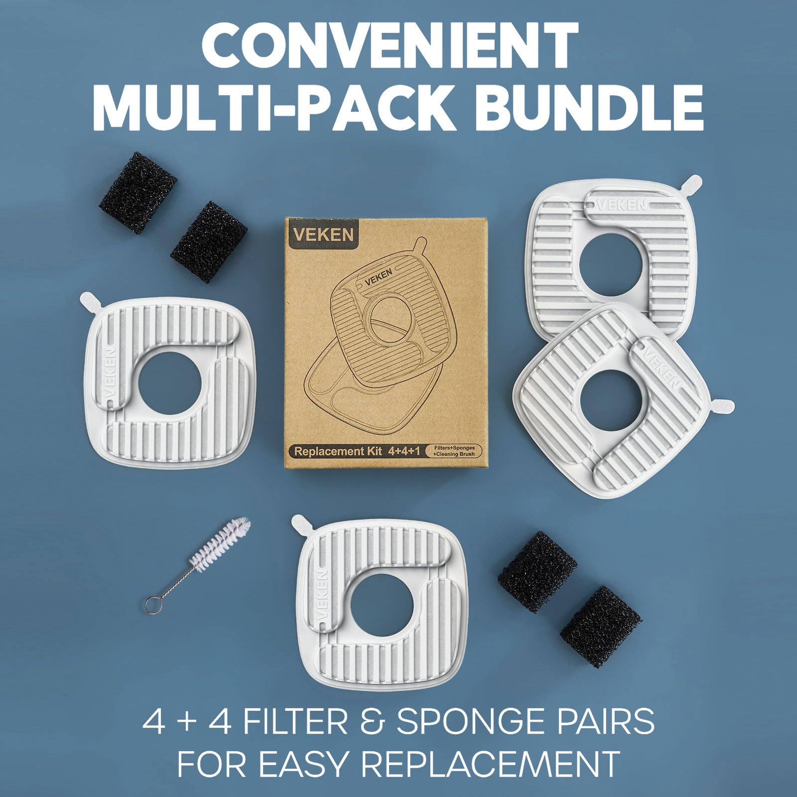 Veken Cat Water Fountain Filters, 8 Pack Replacement Filters