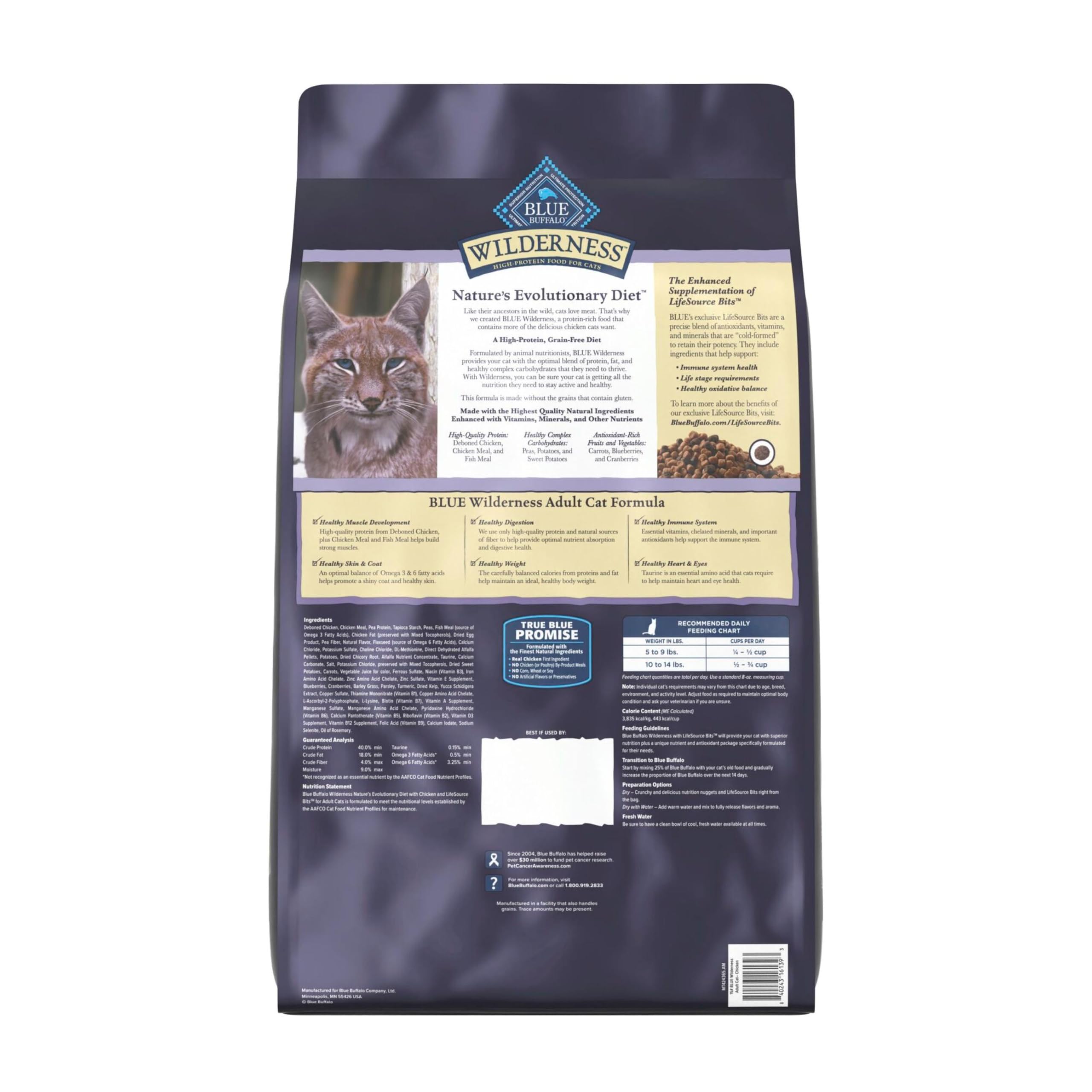 Blue Buffalo Wilderness Chicken Adult Dry Cat Food, Grain-Free, 12 lb