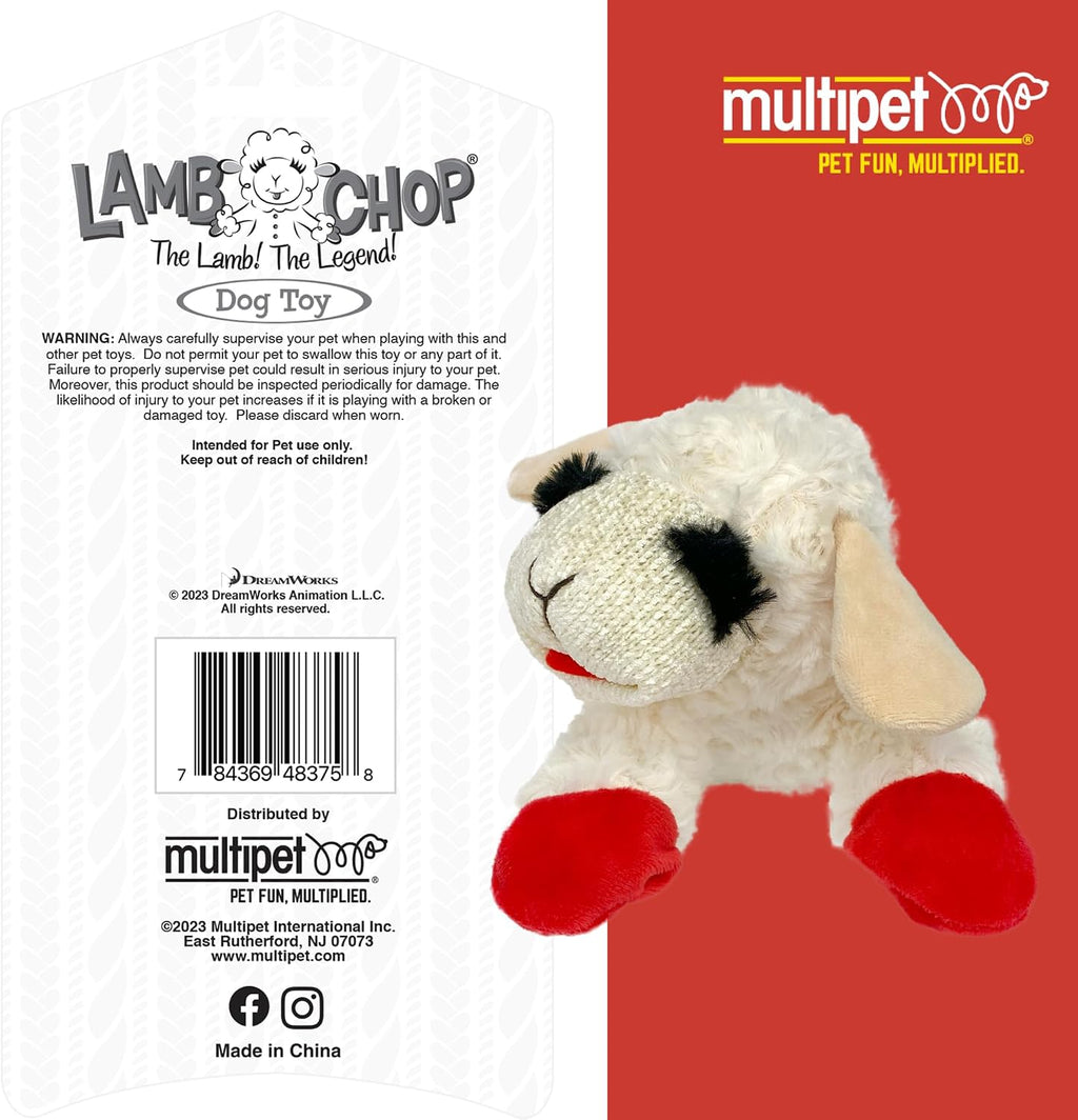 Multipet Lamb Chop Dog Plush Toy - Squeaky Toy for All Dogs - Extra Soft Plush - Stuffed Animal Dog Toy for Cuddling & Playing - Cute Pet Toy (6", Cream)