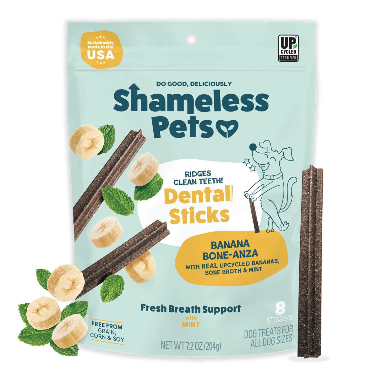 Shameless Pets Blueberry & Mint Dental Chews for Dogs, 8 Chews