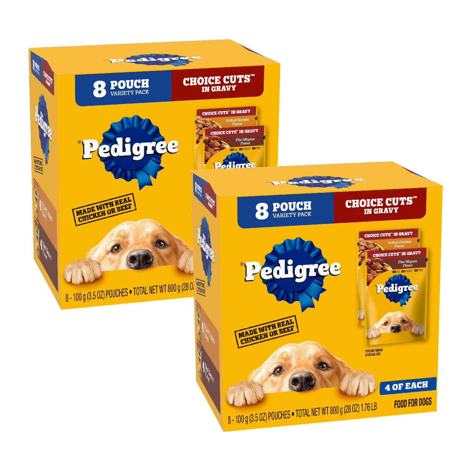 Pedigree Choice Cuts Wet Dog Food Pouch, Protein Variety, 3.5 oz, 30 Count
