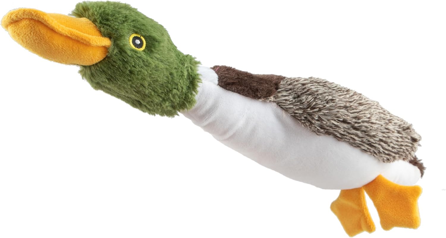 Best Pet Supplies Interactive Squeaky Dog Toy - Crinkle Duck, Yellow