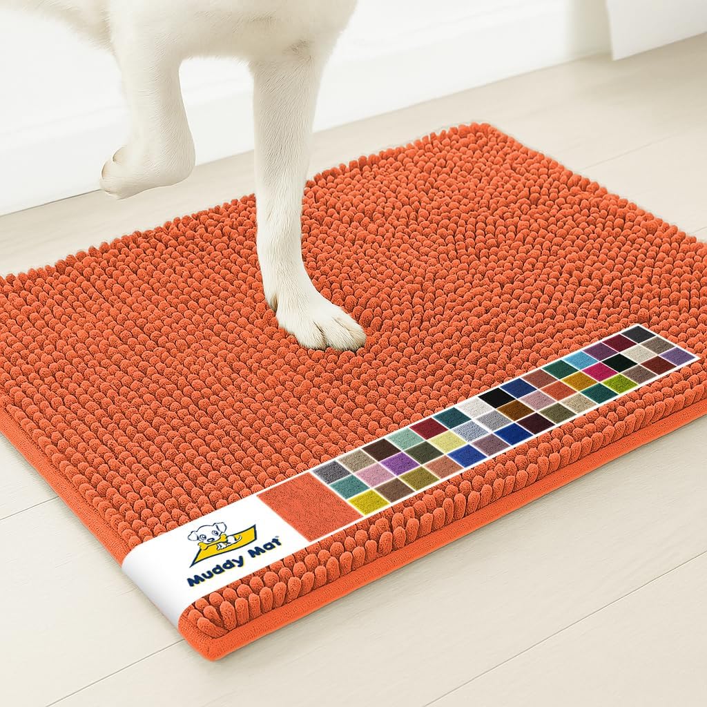 Muddy Mat® | Super Water Absorbent Door Mat Indoor, Microfiber Quick Dry Chenille Entryway Rug, Slip Resistant Front Door Mat, Indoor Mats for Entryway, Machine Washable Pet Rug, Grey 30"x19"