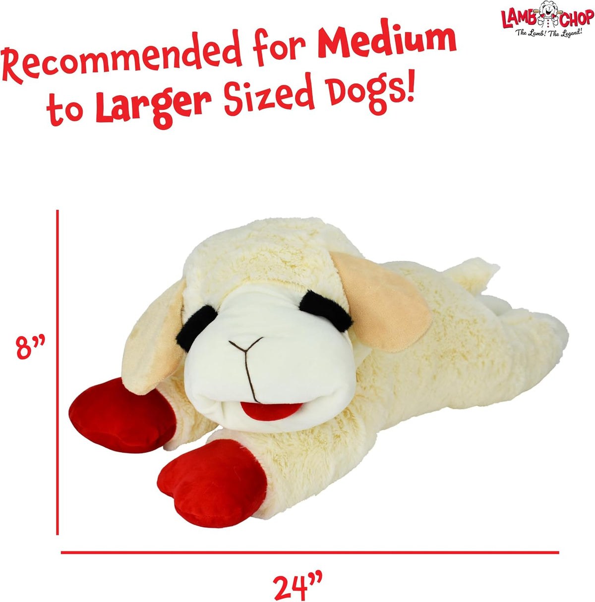 Multipet Lamb Chop Dog Plush Toy - Squeaky Toy for All Dogs - Extra Soft Plush - Stuffed Animal Dog Toy for Cuddling & Playing - Cute Pet Toy (6", Cream)