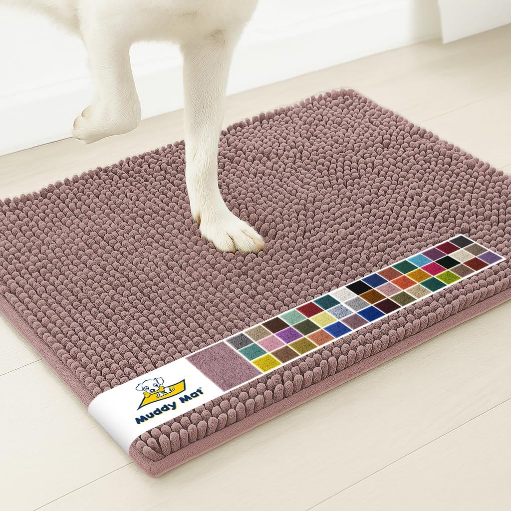 Muddy Mat® | Super Water Absorbent Door Mat Indoor, Microfiber Quick Dry Chenille Entryway Rug, Slip Resistant Front Door Mat, Indoor Mats for Entryway, Machine Washable Pet Rug, Grey 30"x19"