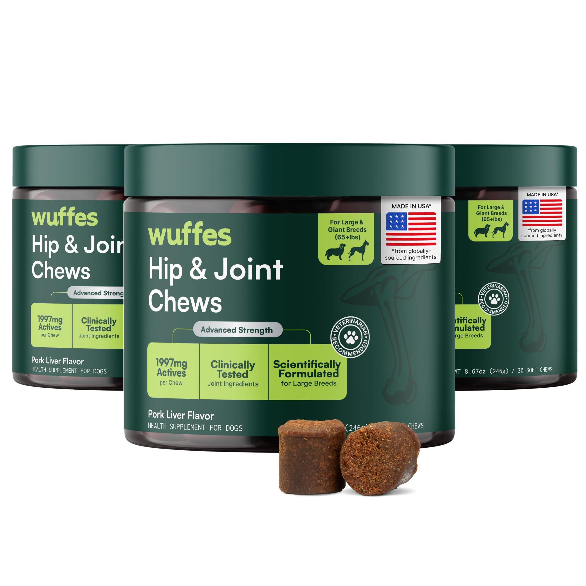 Wuffes Advanced Hip & Joint Chews for Small & Medium Dogs, Vet Recommended