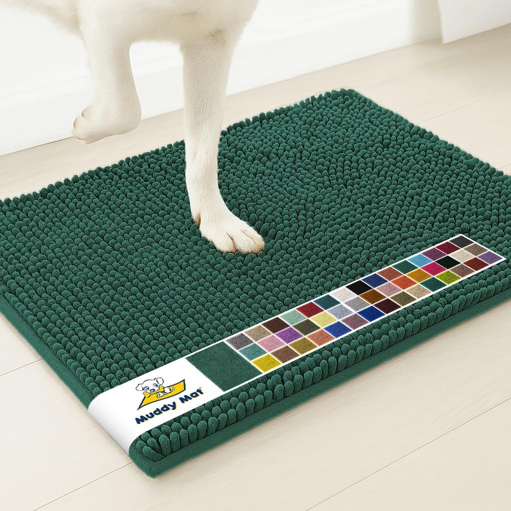 Muddy Mat® | Super Water Absorbent Door Mat Indoor, Microfiber Quick Dry Chenille Entryway Rug, Slip Resistant Front Door Mat, Indoor Mats for Entryway, Machine Washable Pet Rug, Grey 30"x19"