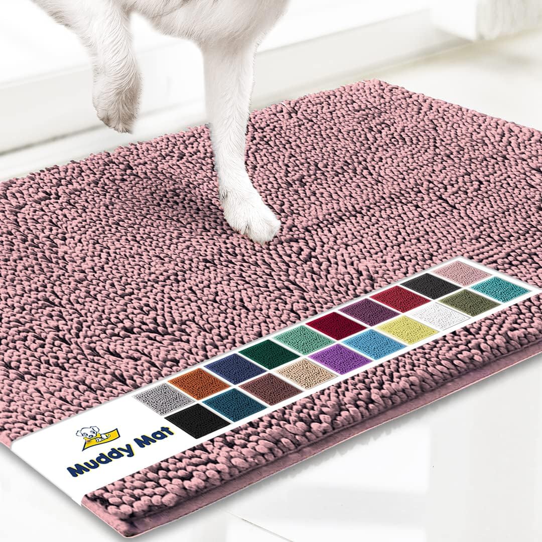 Muddy Mat® | Super Water Absorbent Door Mat Indoor, Microfiber Quick Dry Chenille Entryway Rug, Slip Resistant Front Door Mat, Indoor Mats for Entryway, Machine Washable Pet Rug, Grey 30"x19"
