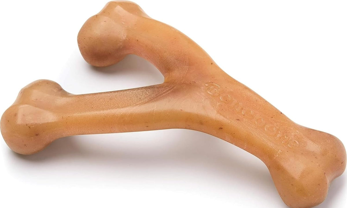 Benebone Wishbone Durable Dog Chew Toy for Aggressive Chewers, Real Bacon, Made in USA, Medium