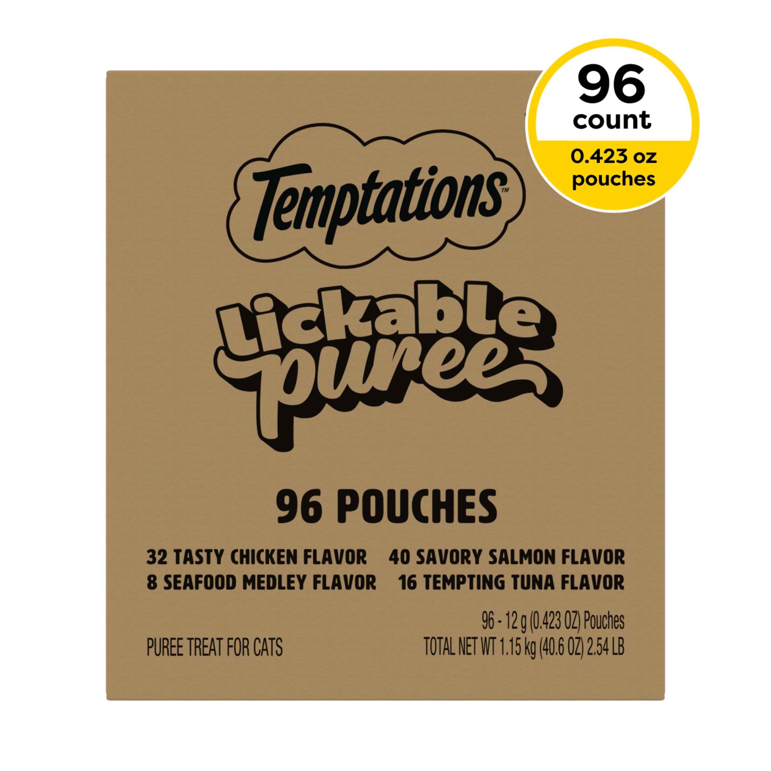 Temptations Creamy Puree Lickable Cat Treats, Beef Liver, 16 Count