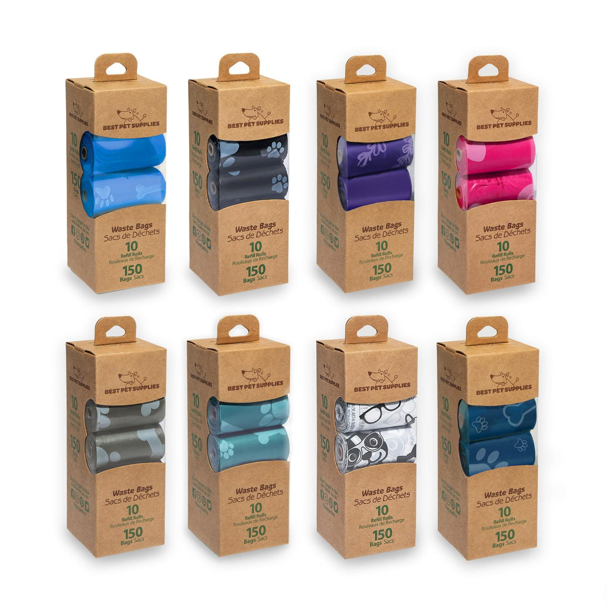 Best Pet Supplies Poop Bags for Dogs - Assorted Colors, 150 Count