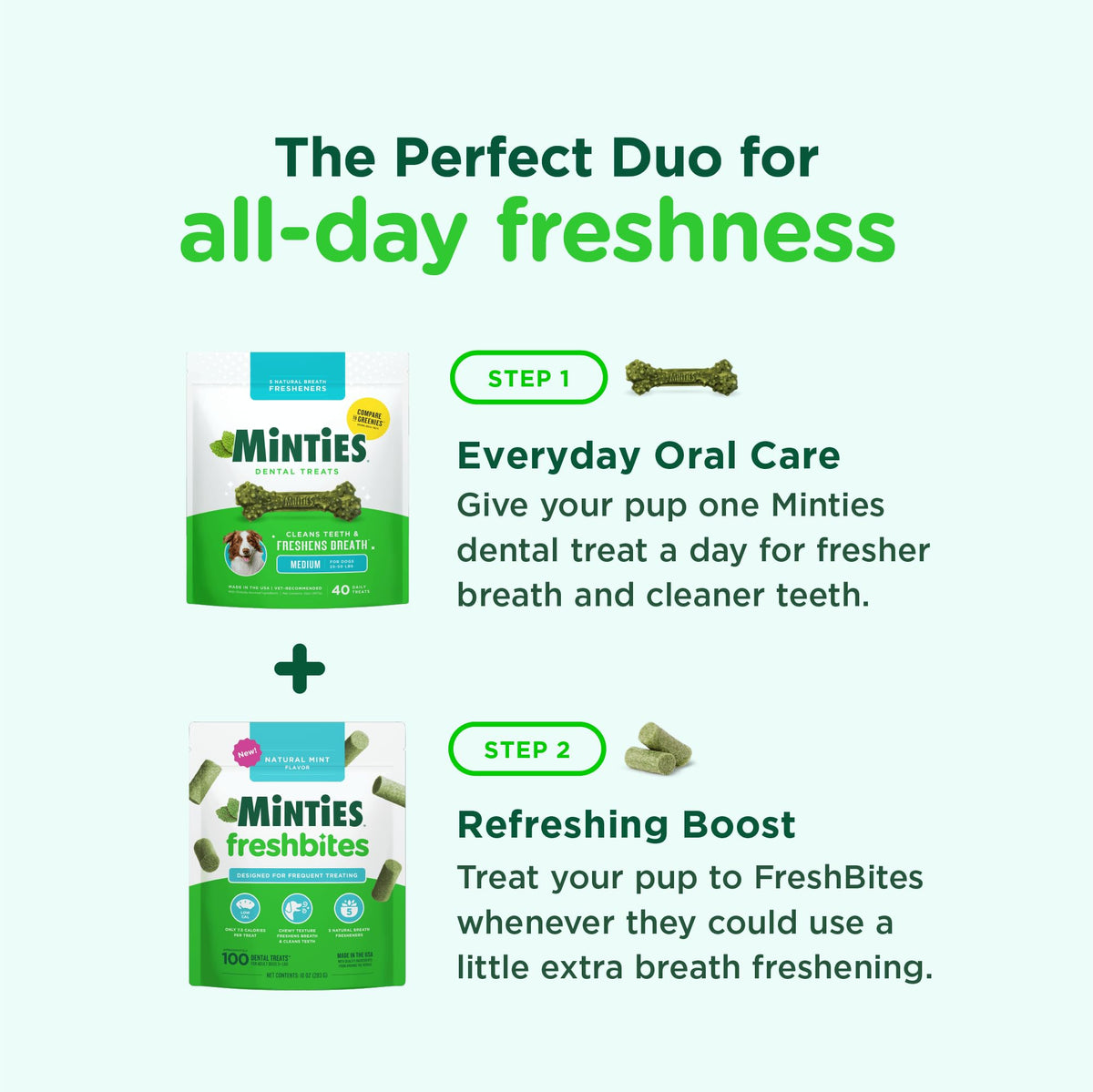Minties Dental Chews for Dogs, 36 Count, Vet-Recommended Mint-Flavored Dog Treats for Large Breeds Over 50 lbs, Dental Bones Clean Teeth, Fight Bad Breath, Removes Plaque and Tartar