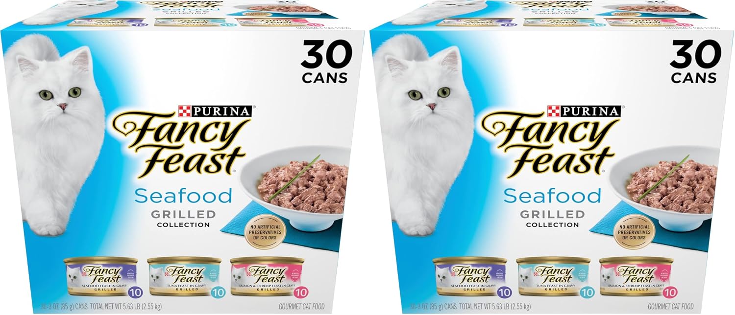 Purina Fancy Feast Grilled Seafood Wet Cat Food, 3 oz Cans, 24-Pack