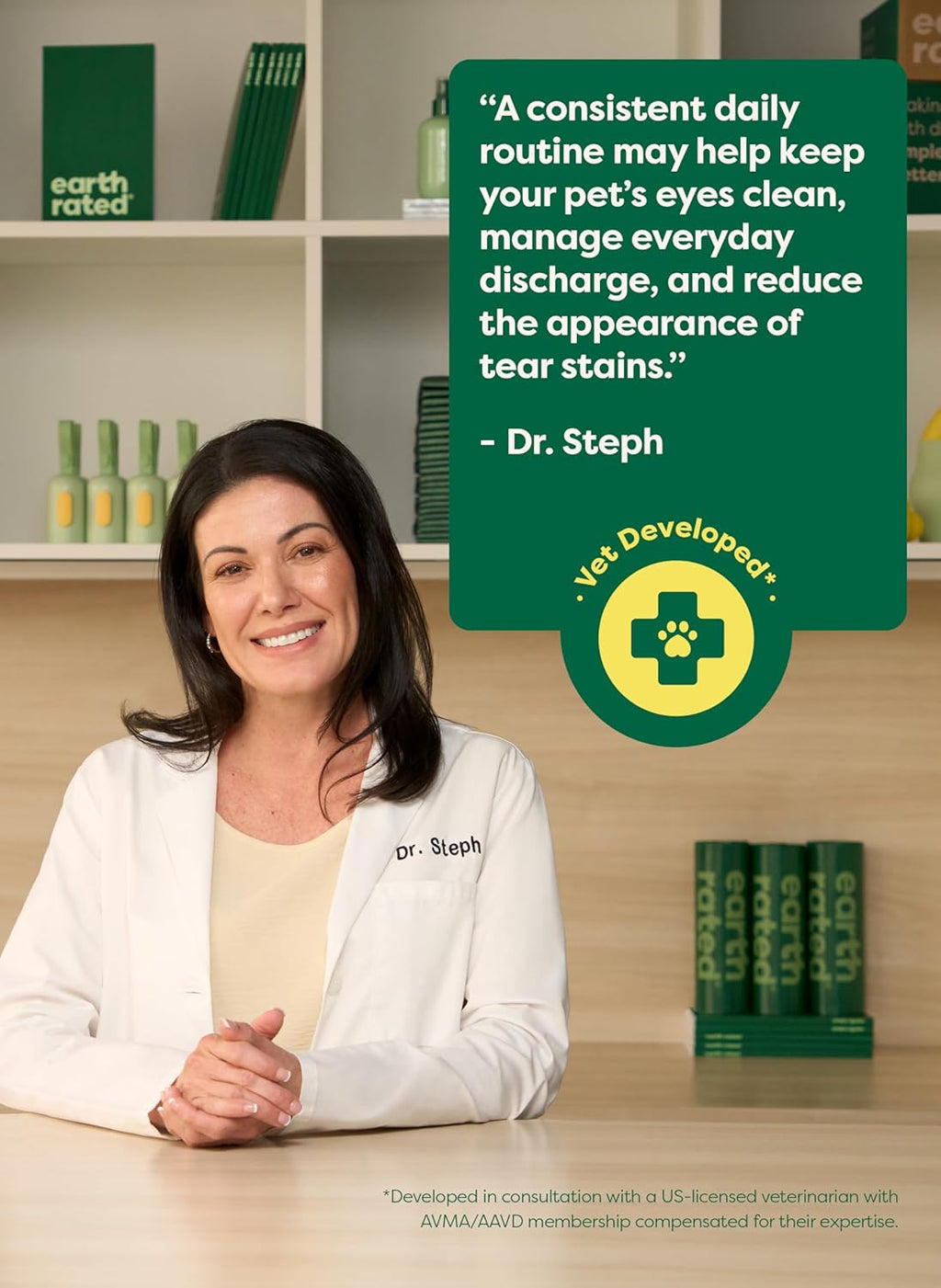 Earth Rated Pet Wipes for Dogs and Cats, Hypoallergenic, Cleaning and Hydrating, for Paws, Body and Butt (Eye Wipes Unscented, 70 Grooming Wipes)