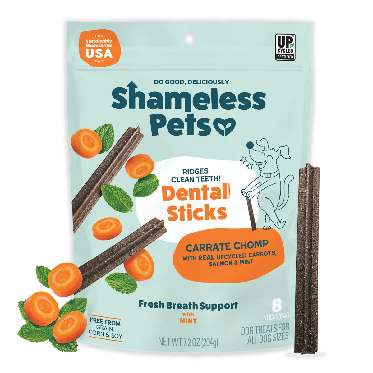 Shameless Pets Blueberry & Mint Dental Chews for Dogs, 8 Chews