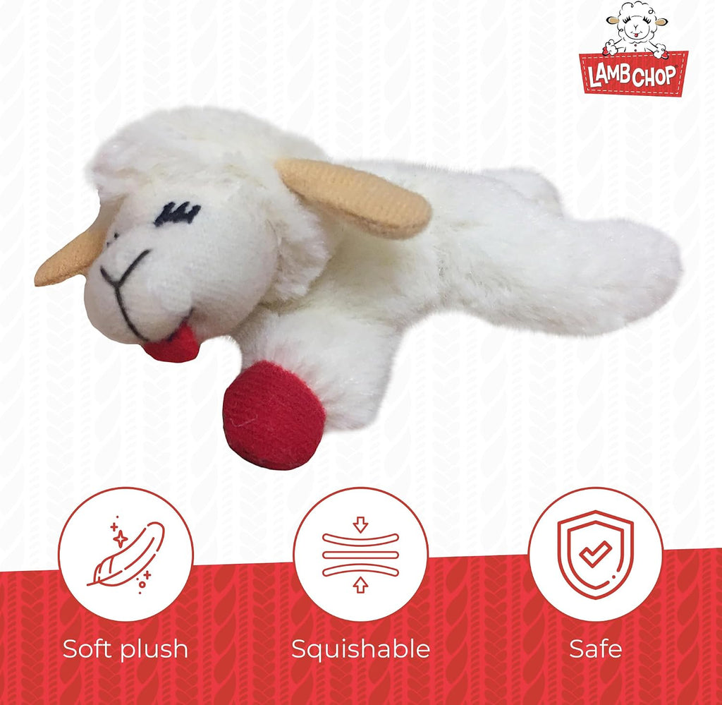Multipet Lamb Chop Dog Plush Toy - Squeaky Toy for All Dogs - Extra Soft Plush - Stuffed Animal Dog Toy for Cuddling & Playing - Cute Pet Toy (6", Cream)