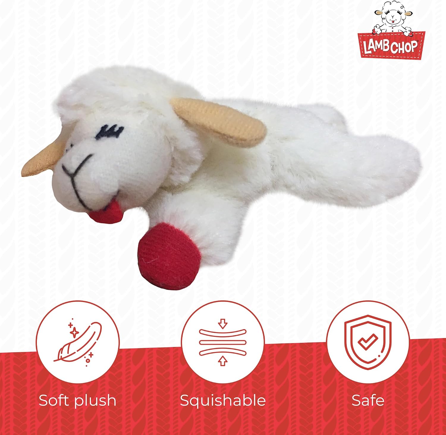 Multipet Lamb Chop Dog Plush Toy - Squeaky Toy for All Dogs - Extra Soft Plush - Stuffed Animal Dog Toy for Cuddling & Playing - Cute Pet Toy (6", Cream)
