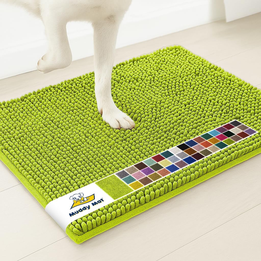 Muddy Mat® | Super Water Absorbent Door Mat Indoor, Microfiber Quick Dry Chenille Entryway Rug, Slip Resistant Front Door Mat, Indoor Mats for Entryway, Machine Washable Pet Rug, Grey 30"x19"