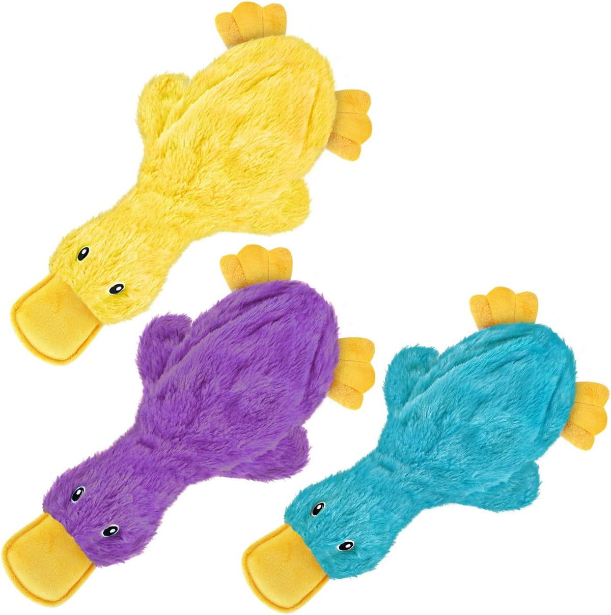 Best Pet Supplies Interactive Squeaky Dog Toy - Crinkle Duck, Yellow