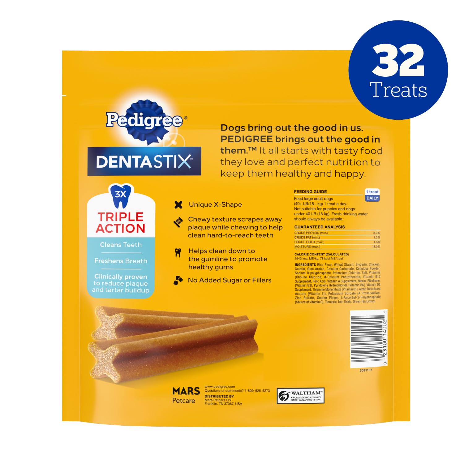 Pedigree Dentastix Large Breed Dental Dog Treats, Fresh, 36 Count