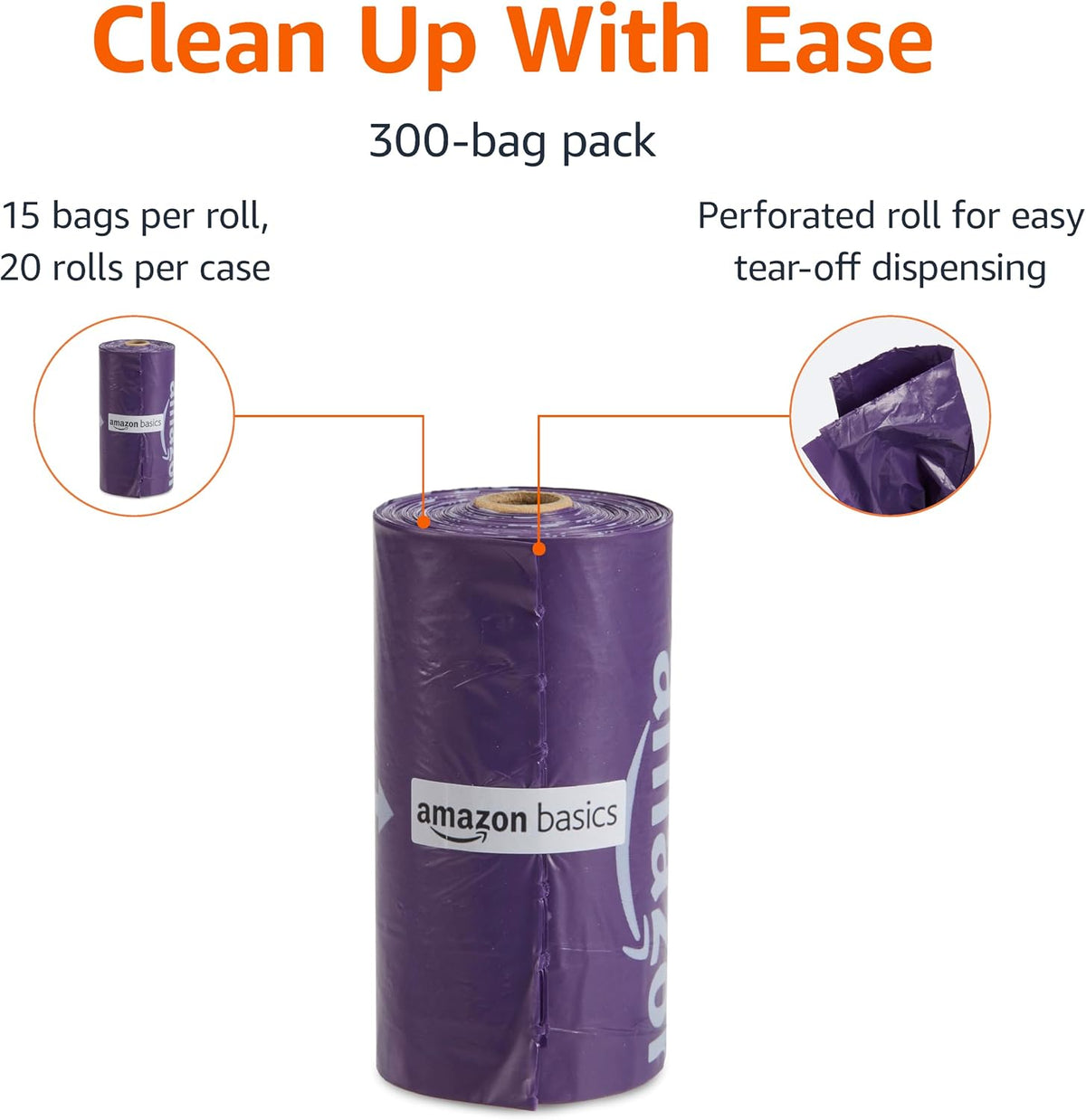 Amazon Basics Dog Poop Bags, 120 Count, Enhanced for Guaranteed Leakproof, Unscented, Green