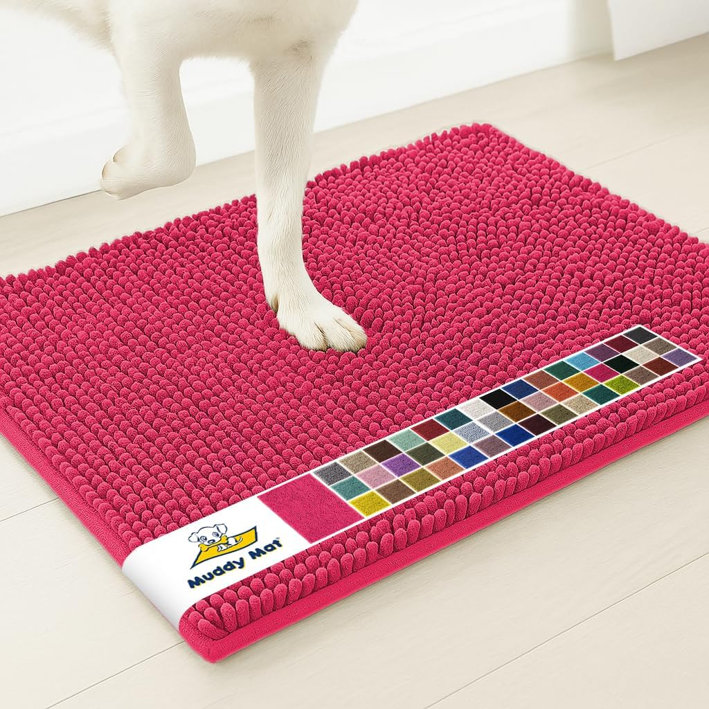 Muddy Mat® | Super Water Absorbent Door Mat Indoor, Microfiber Quick Dry Chenille Entryway Rug, Slip Resistant Front Door Mat, Indoor Mats for Entryway, Machine Washable Pet Rug, Grey 30"x19"