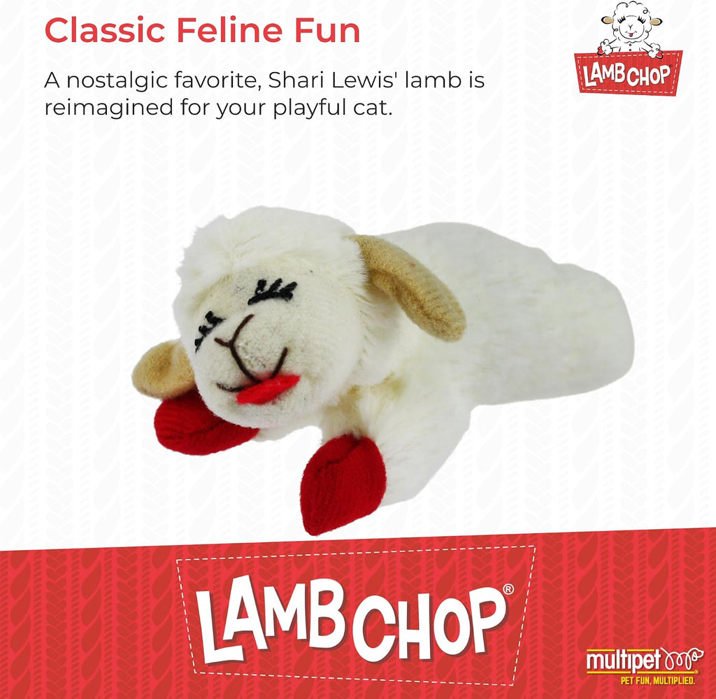 Multipet Lamb Chop Dog Plush Toy - Squeaky Toy for All Dogs - Extra Soft Plush - Stuffed Animal Dog Toy for Cuddling & Playing - Cute Pet Toy (6", Cream)
