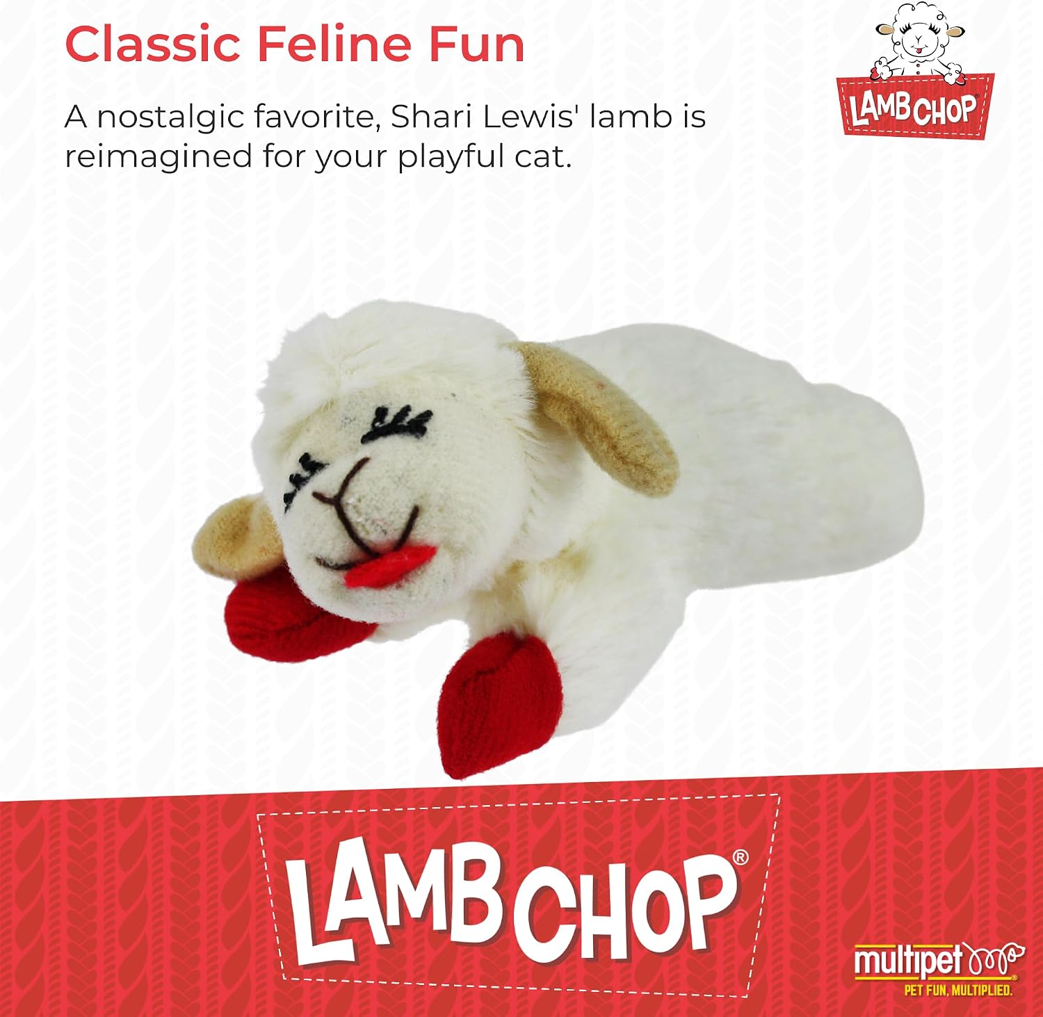 Multipet Lamb Chop Dog Plush Toy - Squeaky Toy for All Dogs - Extra Soft Plush - Stuffed Animal Dog Toy for Cuddling & Playing - Cute Pet Toy (6", Cream)