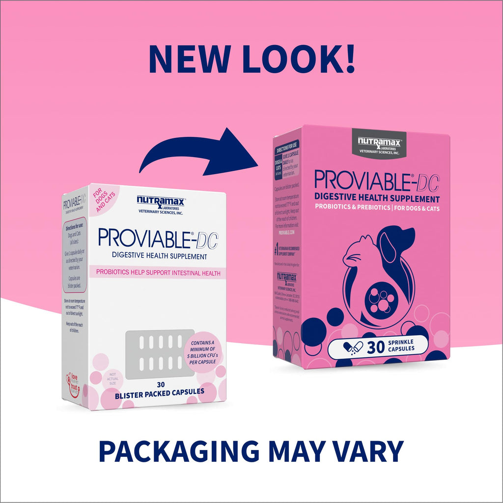 Nutramax Proviable Probiotics + Prebiotics, for Dogs & Cats, Capsules, 80ct
