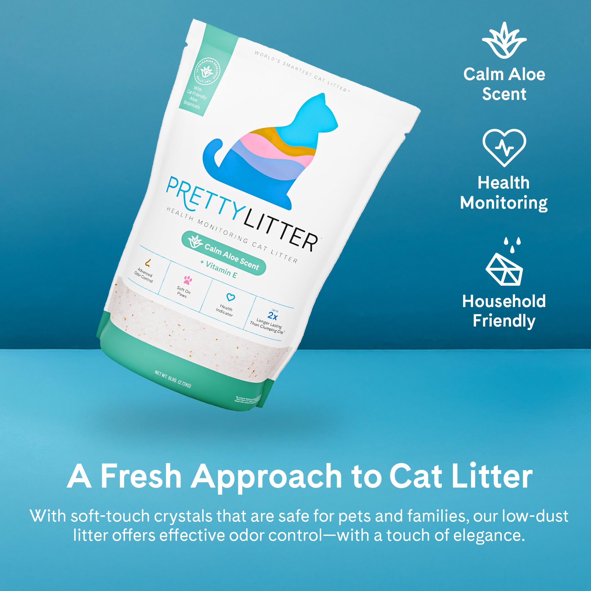 PrettyLitter Health Monitoring Cat Litter, Unscented, 6 lb. Bag