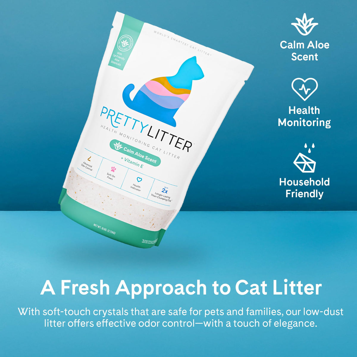 PrettyLitter Health Monitoring Cat Litter, Unscented, 6 lb. Bag