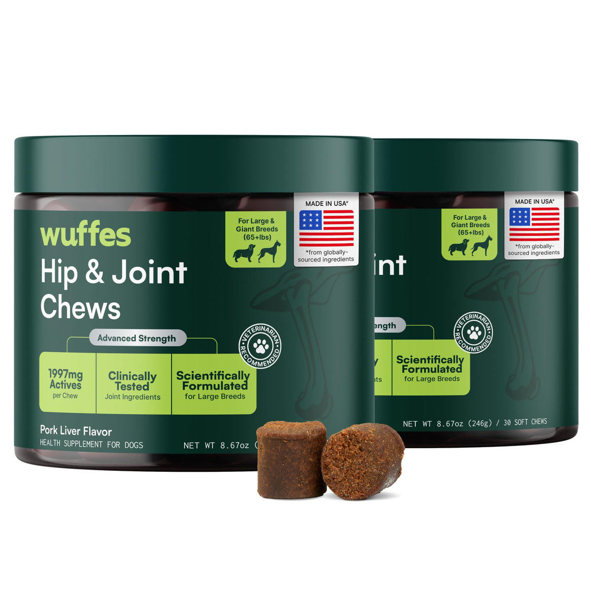 Wuffes Advanced Hip & Joint Chews for Small & Medium Dogs, Vet Recommended