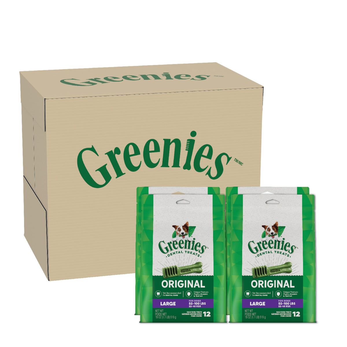 Greenies Large Natural Dental Dog Treats, Original Flavor, 17 Count