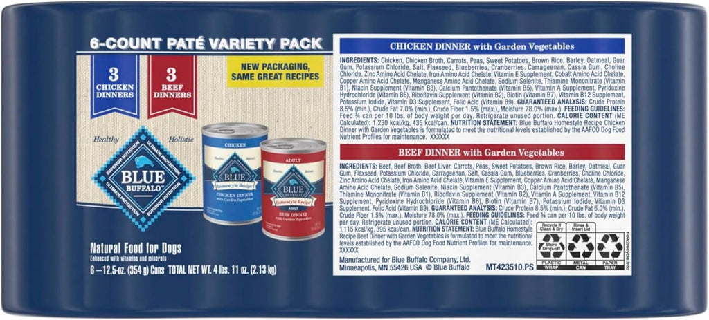 Blue Buffalo Homestyle Recipe Chicken Adult Wet Dog Food, 12.5 oz, 12 ct