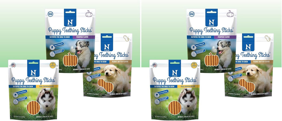 N-Bone Puppy Teething Rings, Chicken Flavor, Natural Puppy Teething Chews & Chew Treats, Helps Soothe Teething Gums, Calcium Enriched, 6 Rings