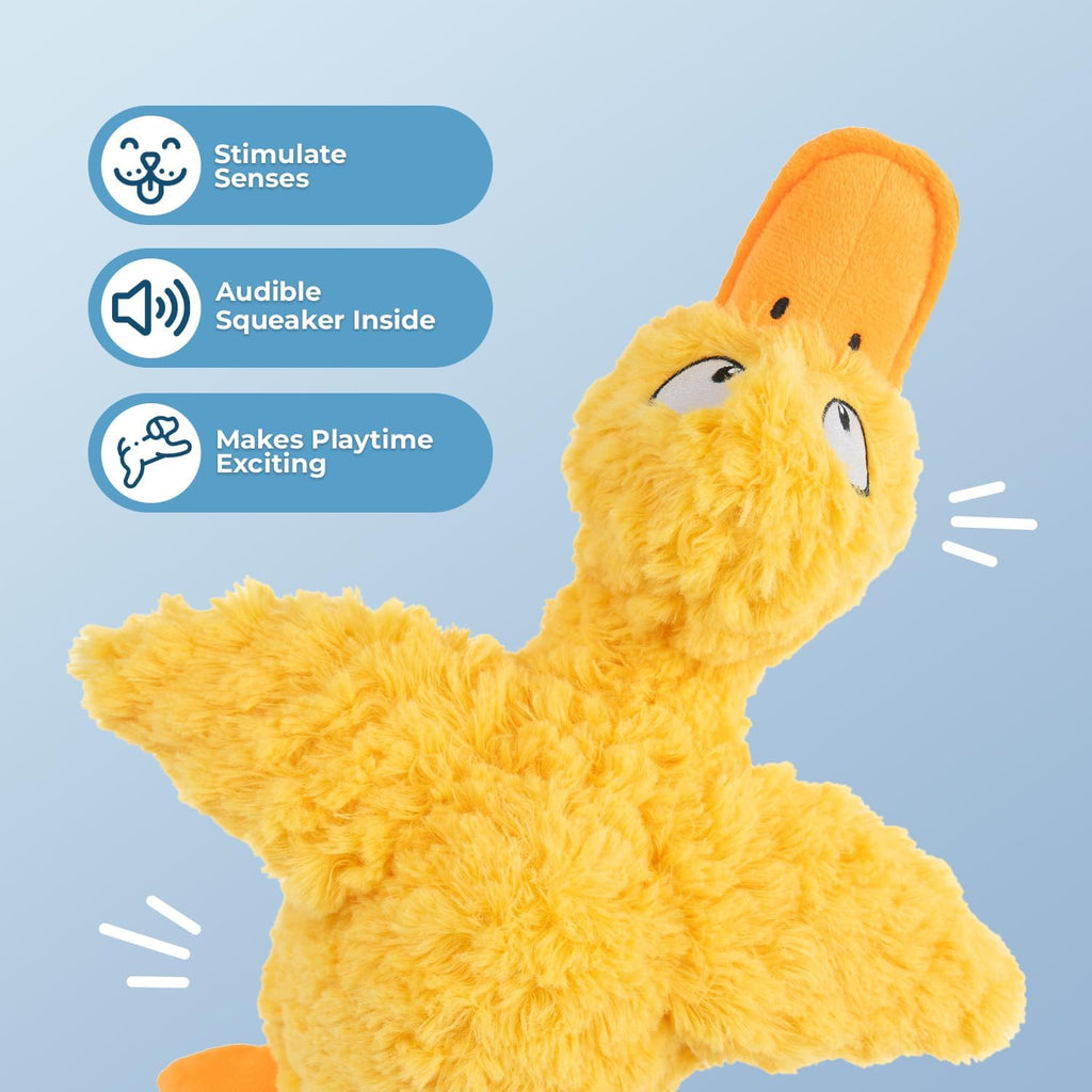 Best Pet Supplies Interactive Squeaky Dog Toy - Crinkle Duck, Yellow