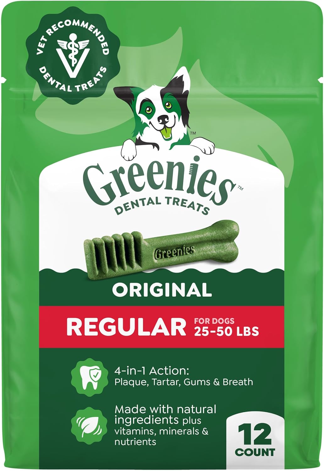 Greenies Regular Dental Dog Treats, Original Chicken Flavor, 36 Count
