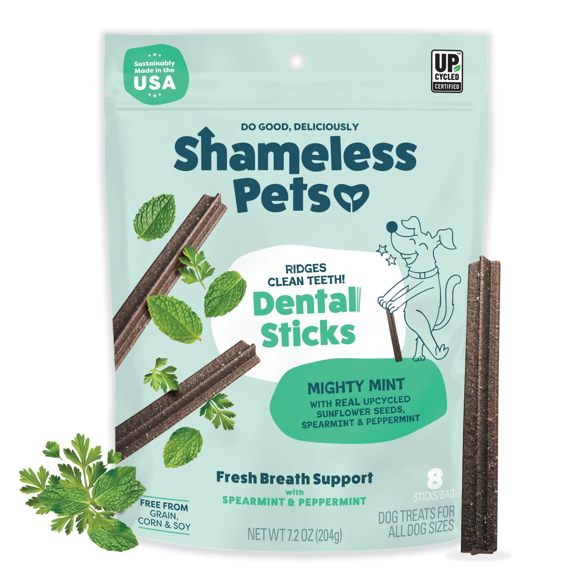Shameless Pets Blueberry & Mint Dental Chews for Dogs, 8 Chews