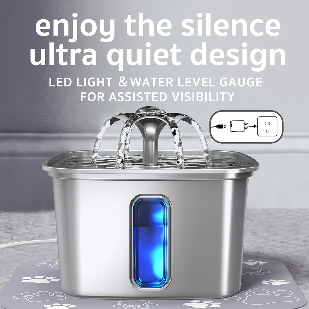 Veken Innovation Award Winner Stainless Steel Cat Water Fountain, 108oz