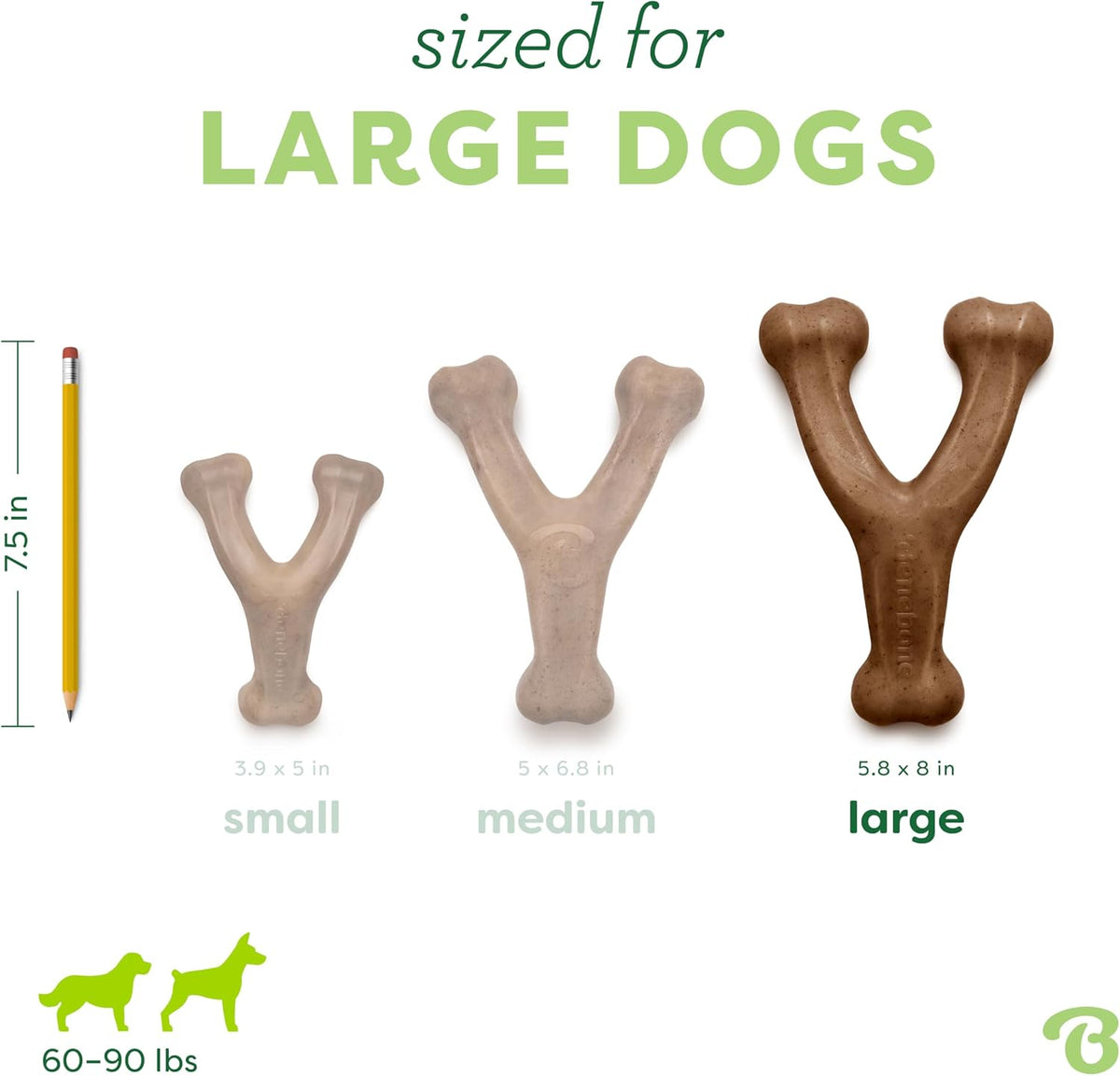 Benebone Wishbone Durable Dog Chew Toy for Aggressive Chewers, Real Bacon, Made in USA, Medium