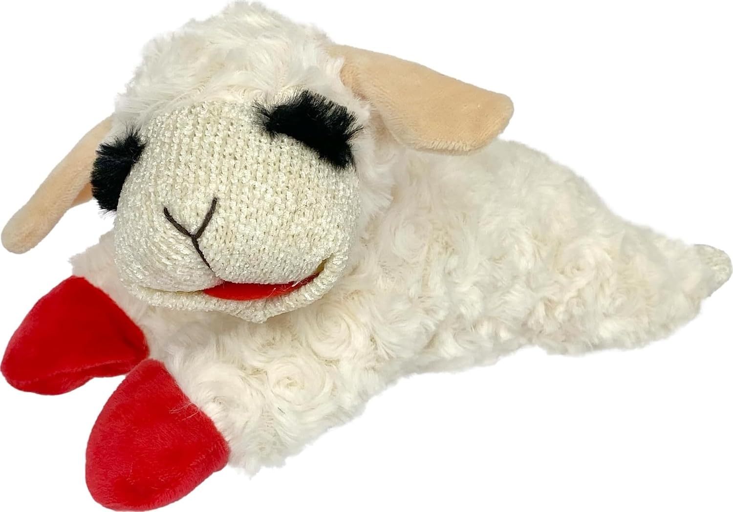 Multipet Lamb Chop Dog Plush Toy - Squeaky Toy for All Dogs - Extra Soft Plush - Stuffed Animal Dog Toy for Cuddling & Playing - Cute Pet Toy (6", Cream)