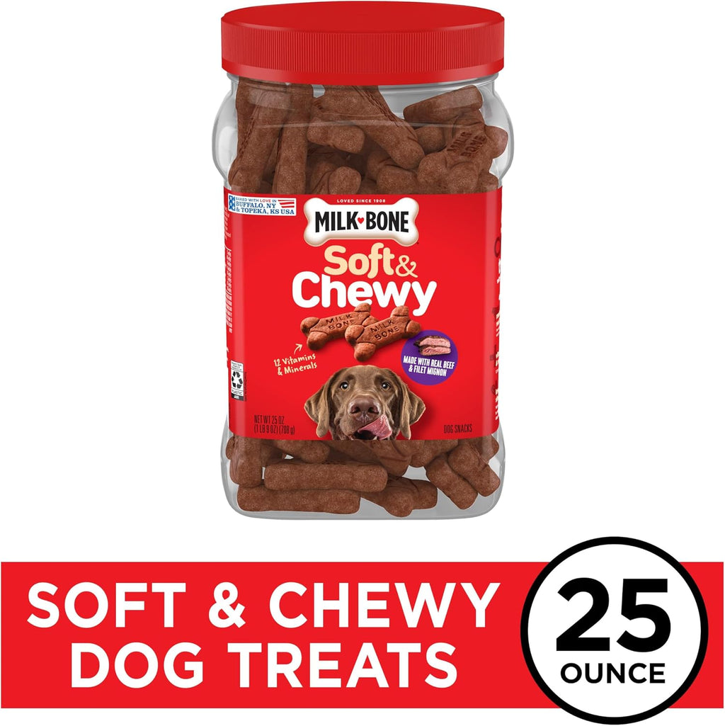Milk-Bone Soft & Chewy Dog Treats, 25 Oz. Canister
