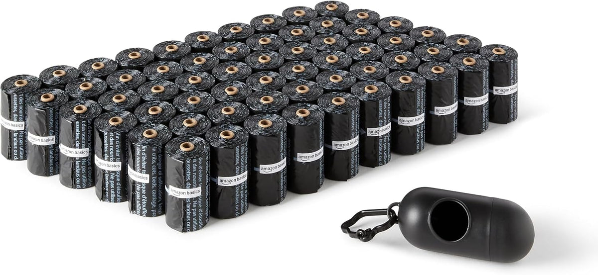 Amazon Basics Dog Poop Bags, 120 Count, Enhanced for Guaranteed Leakproof, Unscented, Green