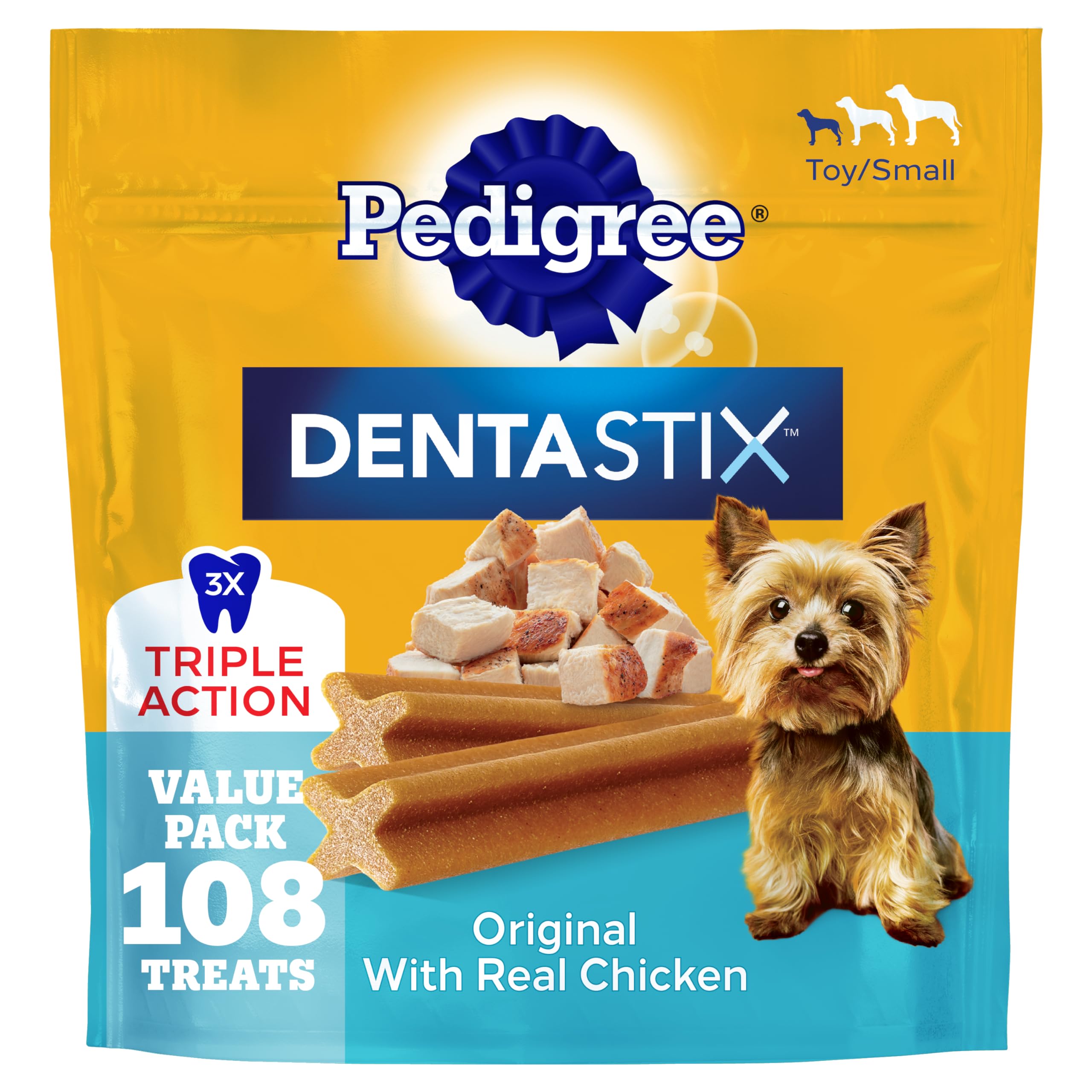 Pedigree Dentastix Small & Toy Breed Dental Dog Treats, Fresh, 102 Count