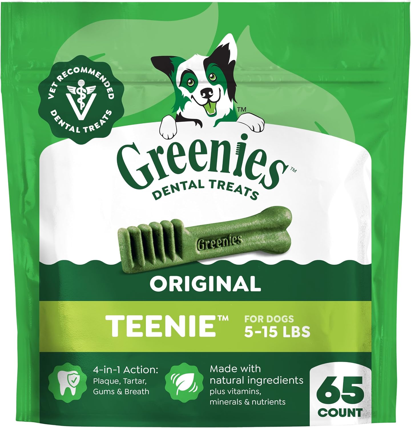 Greenies Teenie Original Natural Dental Dog Treats, Chicken, 130 Count