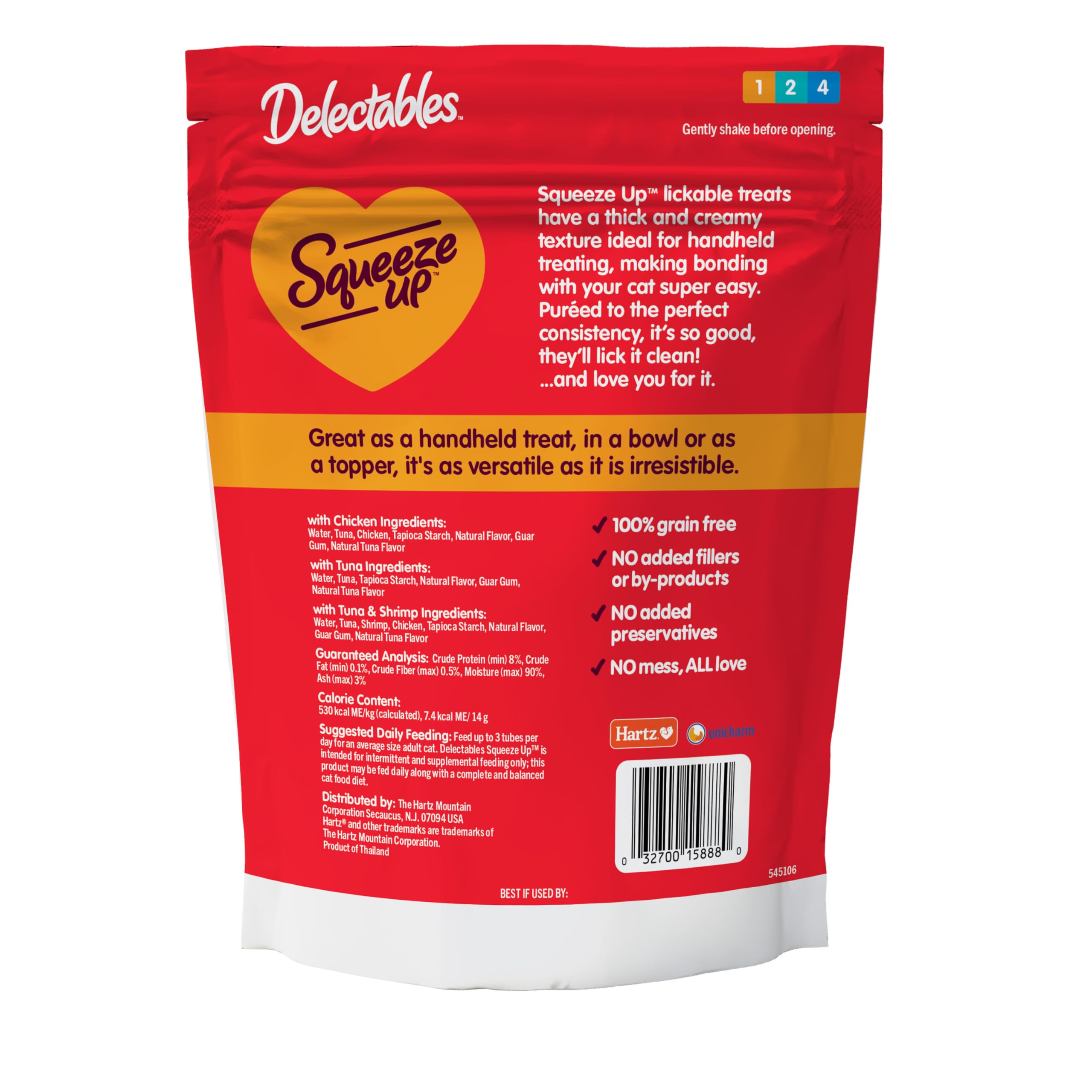Delectables Squeeze Up Variety Pack, Creamy Squeezable Puree, Lickable Wet Cat Treats, Grain Free, No Added Fillers, No by-Products, No Added Preservatives, 0.5 Ounces Tube, 20 Tubes Total