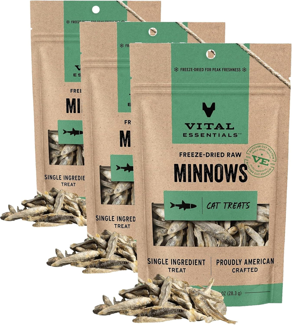 Vital Essentials Freeze Dried Minnows Cat Treats, 1.0 oz Bag