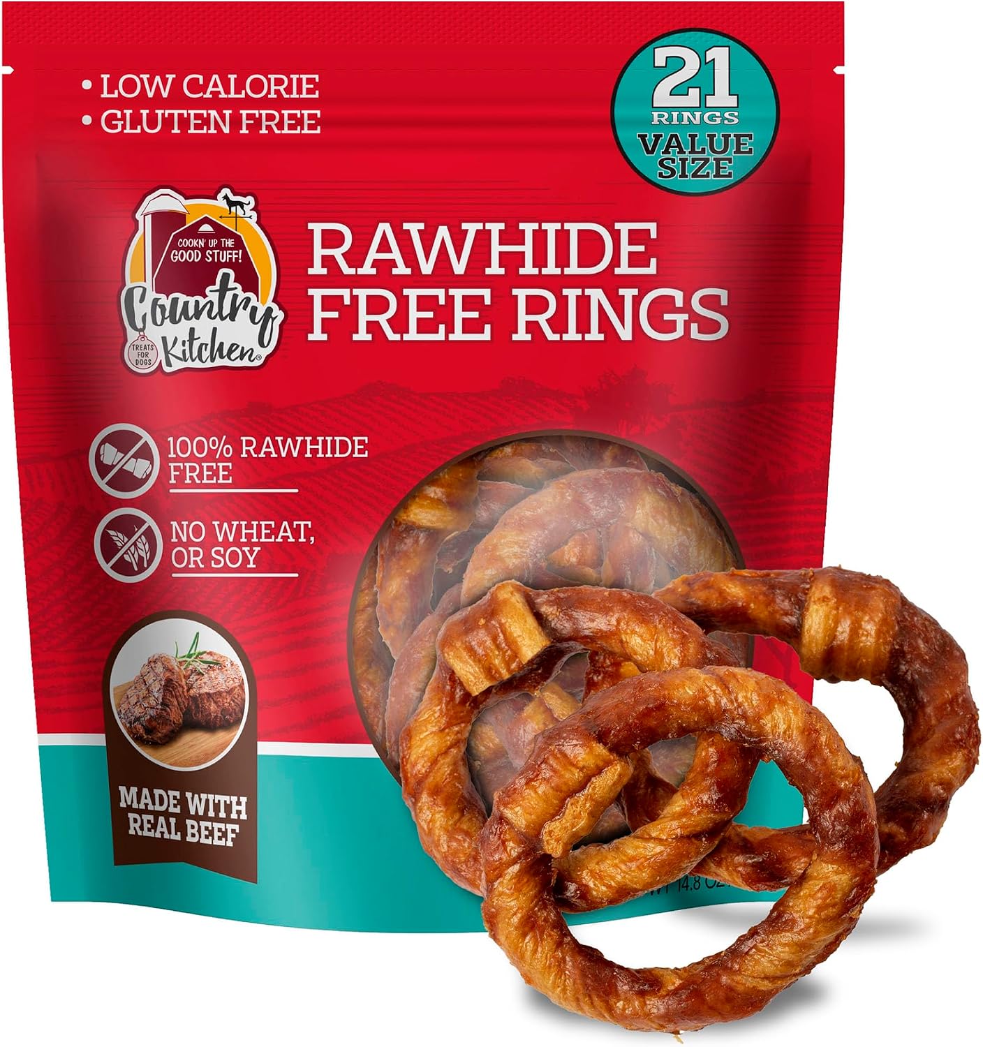 Country Kitchen Rawhide Free, Beef Twists Dog Chews, 9 Count (Pack of 12)